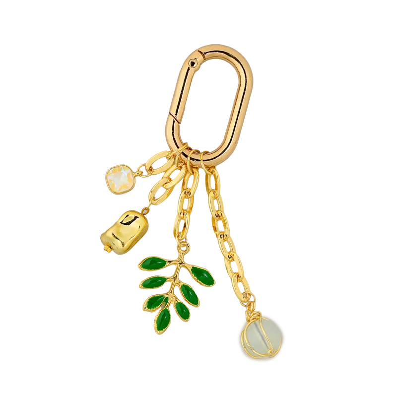 Olive Grace Altın Kaplama Zincirli Çanta Süsü – KeyCharm (Bag Charm) | Happyangels