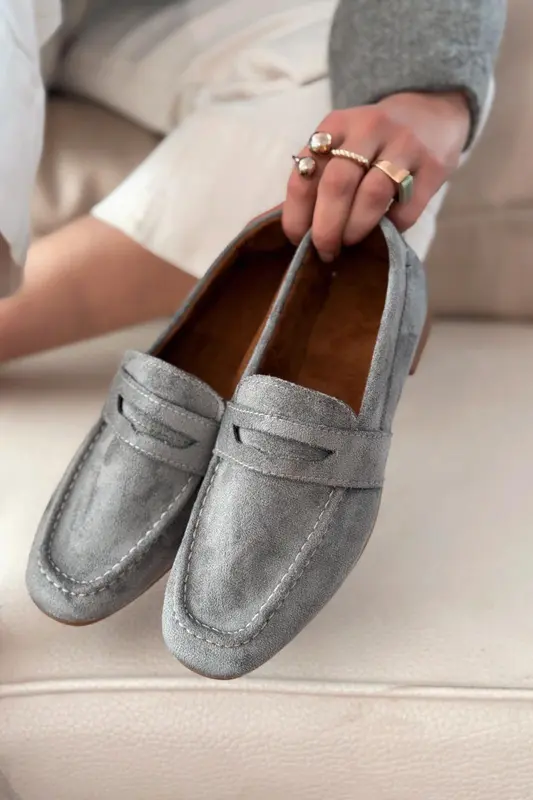 Orvino Kadın Loafer Gri Süet