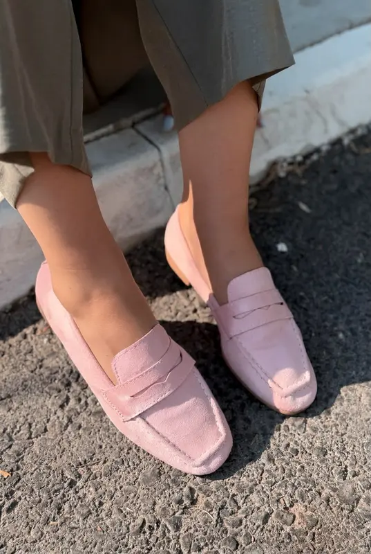 Orvino Pudra Süet Kadın Loafer