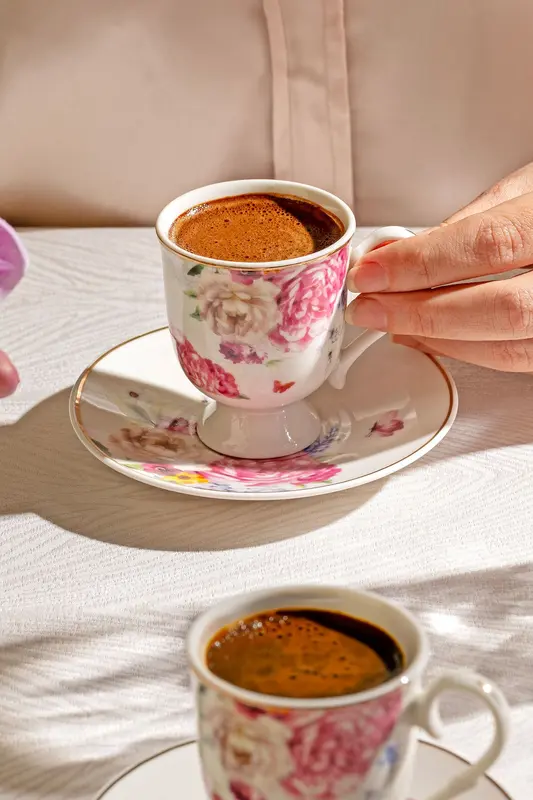 Öykü 6 Kişilik 12 Parça Porselen Kahve Fincan Takımı