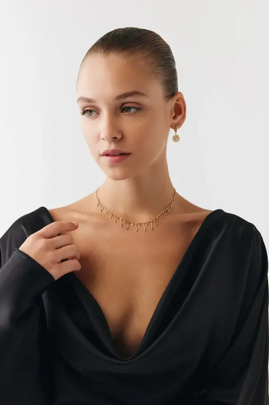 Özel Tasarım Zikzak Çubuk Shakira Choker