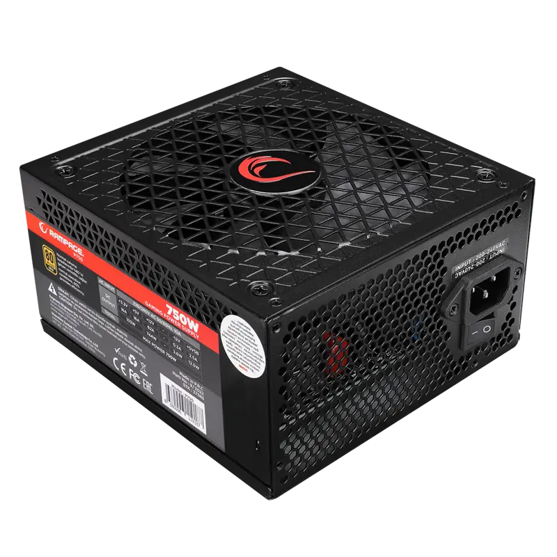 P750 750W 80+ Gold APFC 14cm Long Life HDB Fan PC Power Supply-Siyah