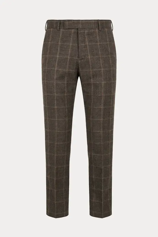 Pantaloni Torino Rebel Fit Ekose Desenli Yün Pantolon