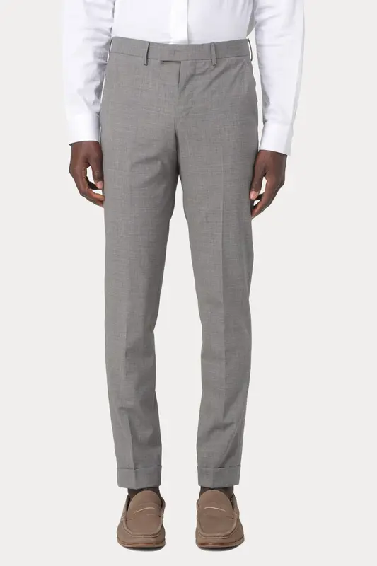 Pantaloni Torino Slim Fit Duble Paça Yandan Cepli Streç Yün Pantolon