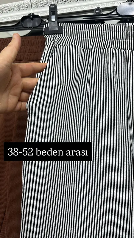 Pantolon Dikey ince burgu çizgili