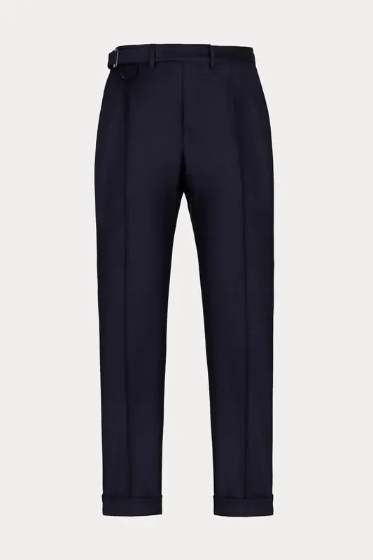 Paoloni Comfort Fit Kemerli Duble Paça Yün Pantolon