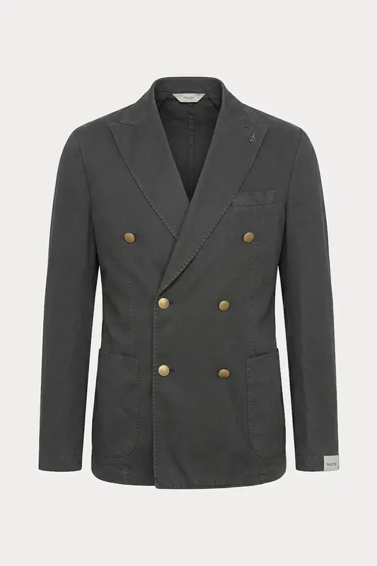 Paoloni Kruvaze Keten Blazer Ceket