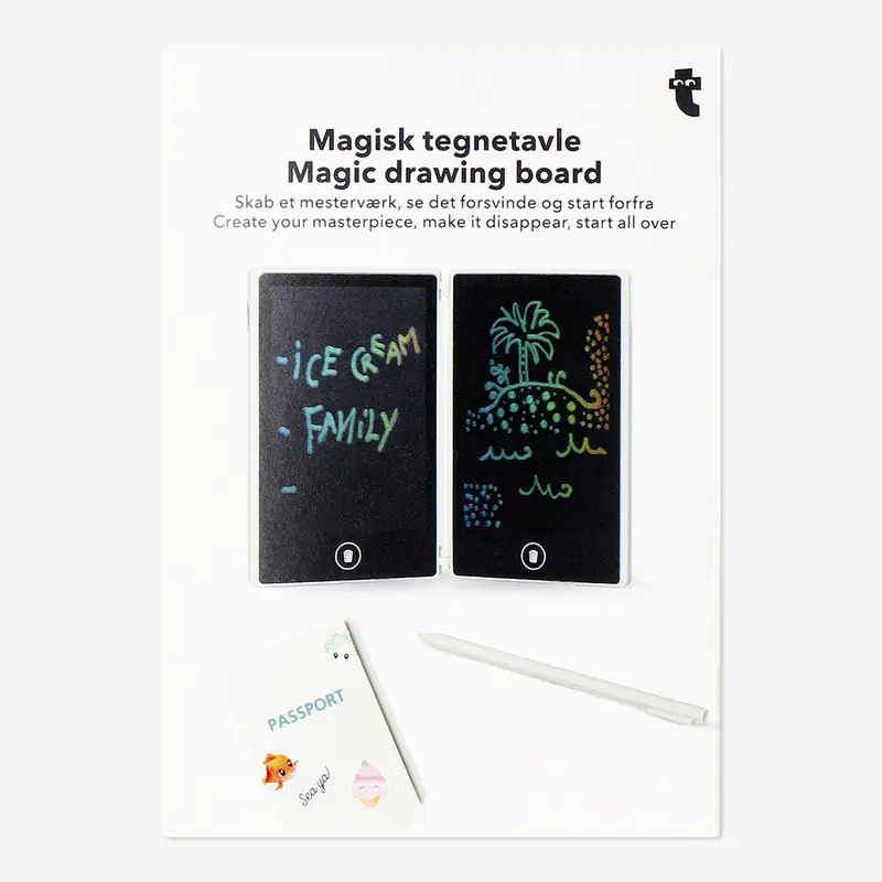 Pasaport Şeklinde Stickerlı LCD Çizim Tahtası