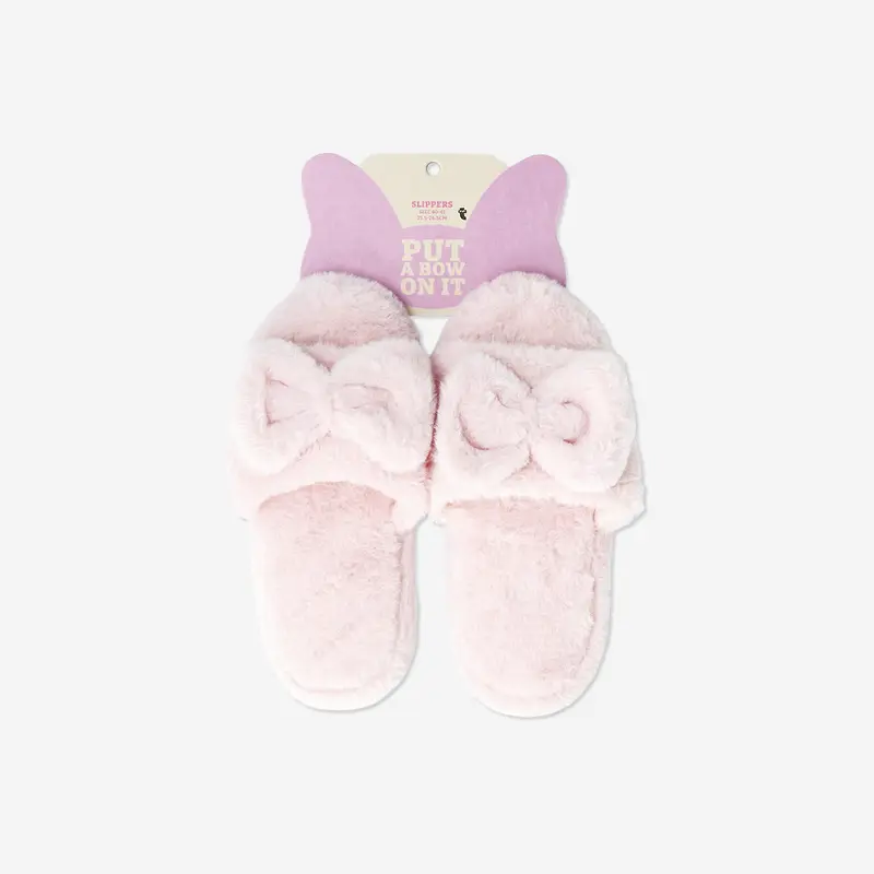 Pembe Fiyonk Detaylı Peluş Terlik 40/41