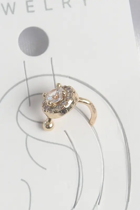 Pirinç Gold Renk Zirkon Taşlı Kadın Kıkırdak Küpe