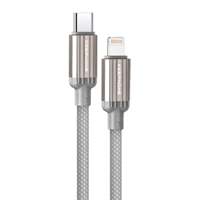 Pitta 1.2M 27W Örgülü Type-C to Lightning PD Hızlı Şarj Data Kablosu - Titanyum