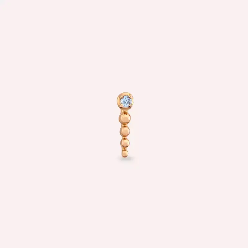 Point Light Blue Safir Taşlı Rose Altın Tek Küpe