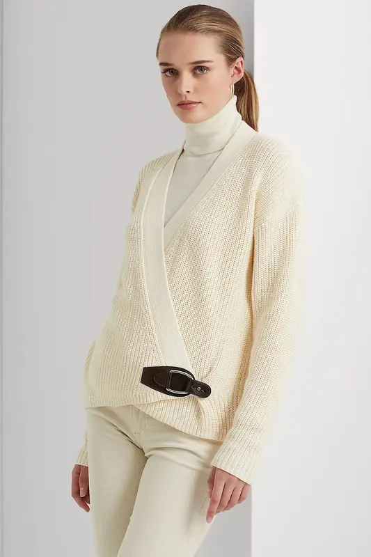 Polo Ralph Lauren Derin V Yaka Kemerli Örgü Triko Ceket