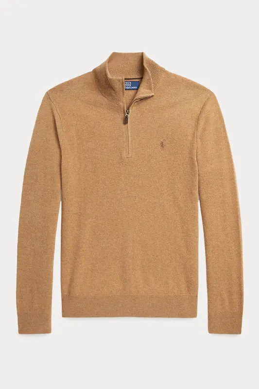 Polo Ralph Lauren Dik Yaka Yarım Fermuarlı Örgü Yün Triko