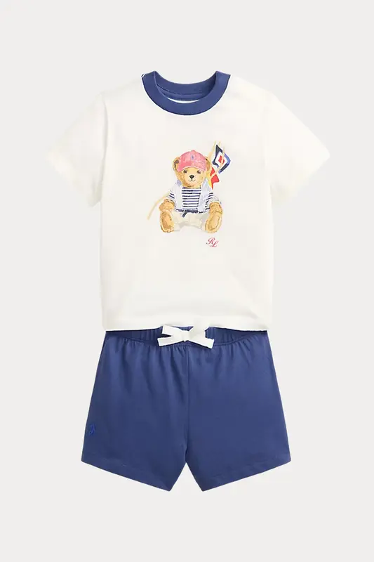 Polo Ralph Lauren Kids 12-18 Aylık Unisex Bebek Polo Bear T-shirt - Şort Set