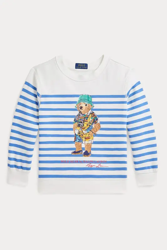 Polo Ralph Lauren Kids 2-6 Yaş Unisex Çocuk Polo Bear Çizgili Sweatshirt