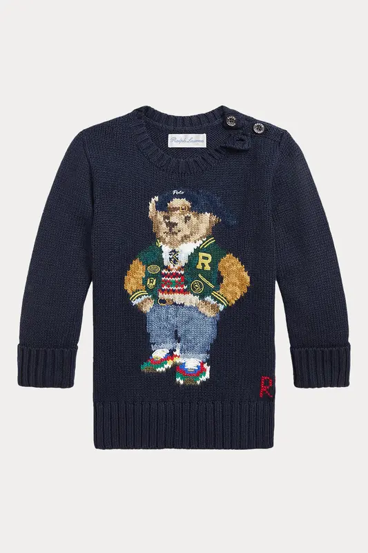 Polo Ralph Lauren Kids 24 Aylık Unisex Bebek Örgü Polo Bear Triko