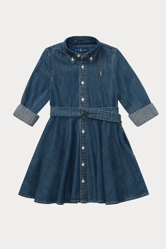 Polo Ralph Lauren Kids 3-6 Yaş Kız Çocuk Denim Gömlek Elbise