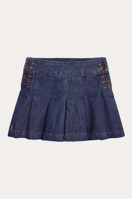 Polo Ralph Lauren Kids 4-5 Yaş Kız Çocuk Pileli Denim Etek
