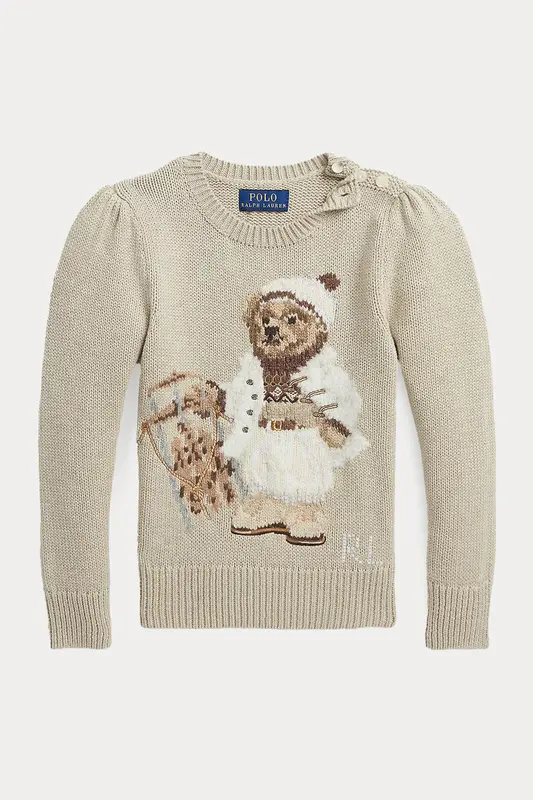 Polo Ralph Lauren Kids 4-6 Yaş Kız Çocuk Örgü Polo Bear Triko