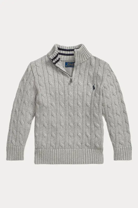 Polo Ralph Lauren Kids 5 Yaş Erkek Çocuk Yarım Fermuarlı Saç Örgü Triko