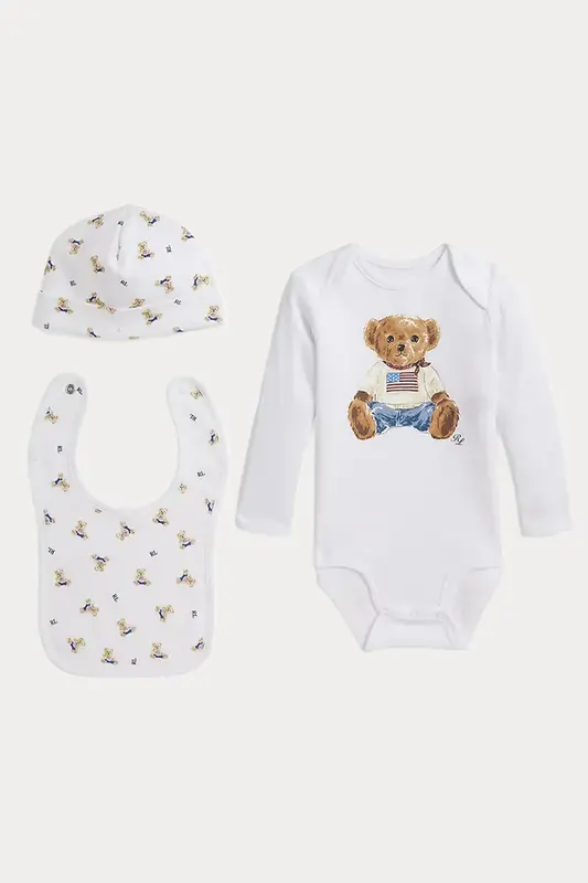 Polo Ralph Lauren Kids 6-9 Aylık Erkek Bebek Polo Bear Tulum Set