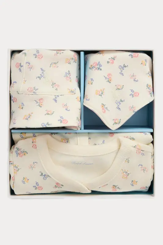 Polo Ralph Lauren Kids 6 Aylık Kız Bebek Logolu Desenli Tulum Set