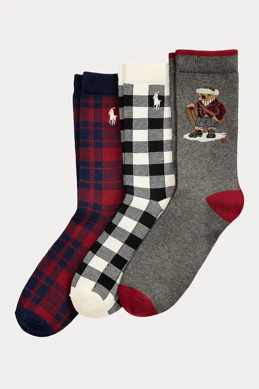 Polo Ralph Lauren Kids 8-11 Yaş Unisex Çocuk 3'lü Paket Polo Bear Çorap