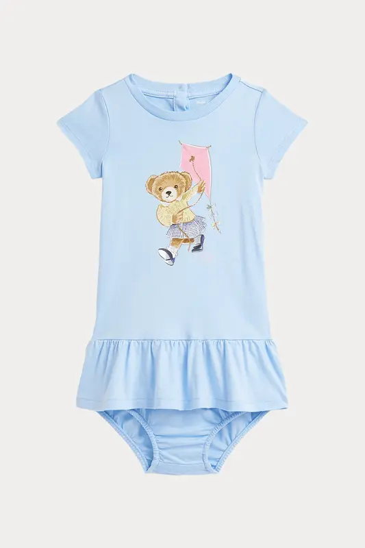 Polo Ralph Lauren Kids 9-12 Aylık Kız Bebek Şortlu Polo Bear Elbise