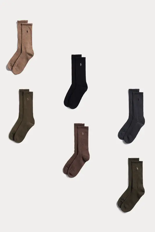 Polo Ralph Lauren Performance 6'lı Paket Pony Logolu Örgü Çorap