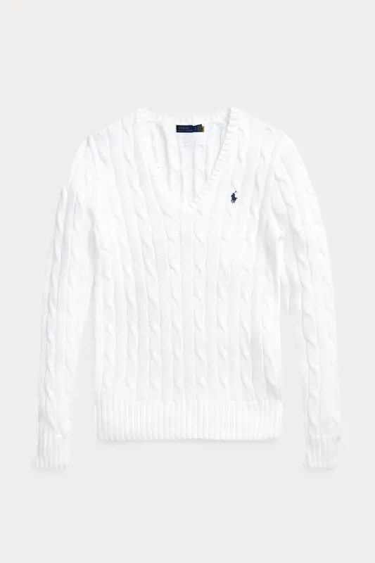 Polo Ralph Lauren Pima Cotton Slim Fit V Yaka Saç Örgü Triko