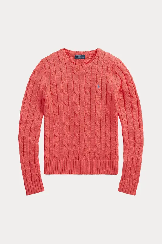 Polo Ralph Lauren Pima Cotton Slim Fit Yuvarlak Yaka Saç Örgü Triko