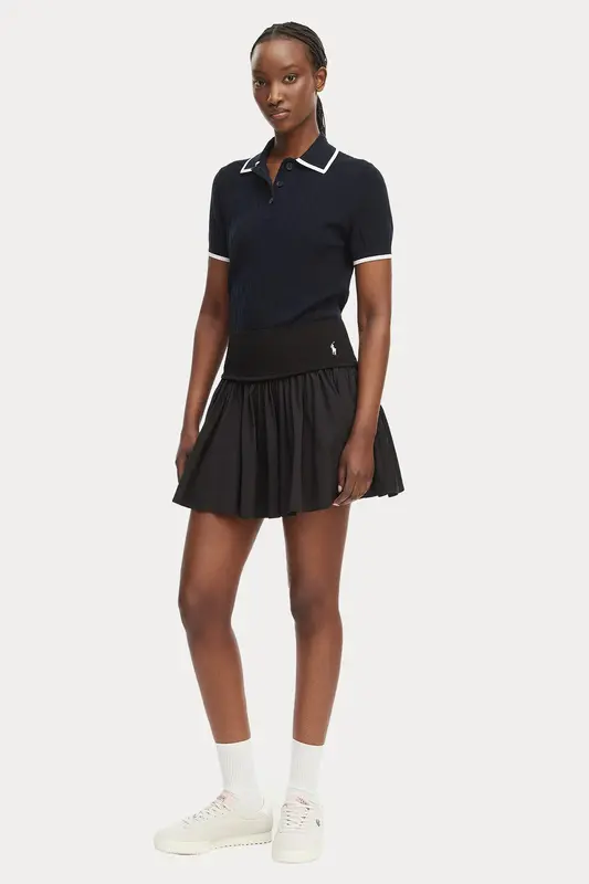 Polo Ralph Lauren Regular Fit Beli Lastikli Pileli Mini Etek