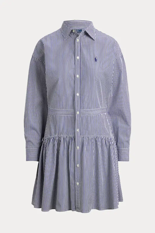 Polo Ralph Lauren Relaxed Fit Çizgili Mini Gömlek Elbise
