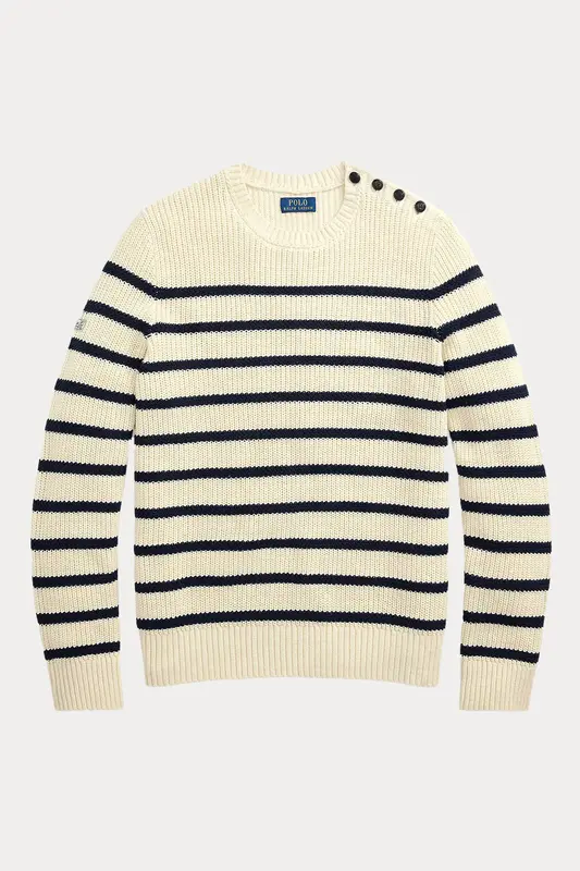 Polo Ralph Lauren Relaxed Fit Çizgili Örgü Keten Triko
