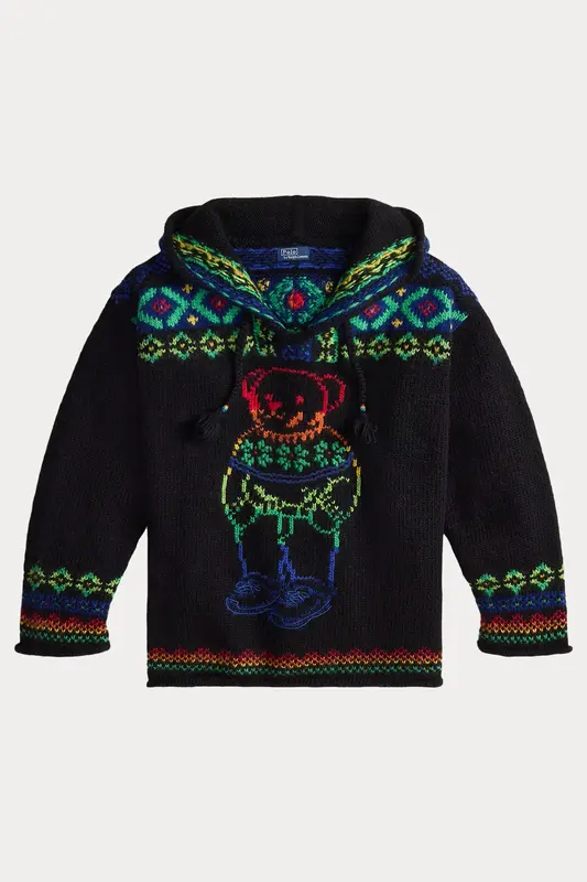 Polo Ralph Lauren Relaxed Fit Polo Bear Kapüşonlu Örgü Yün Triko