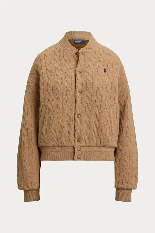 Polo Ralph Lauren Relaxed Fit Saç Örgü Kaşmir Yün Bomber Ceket
