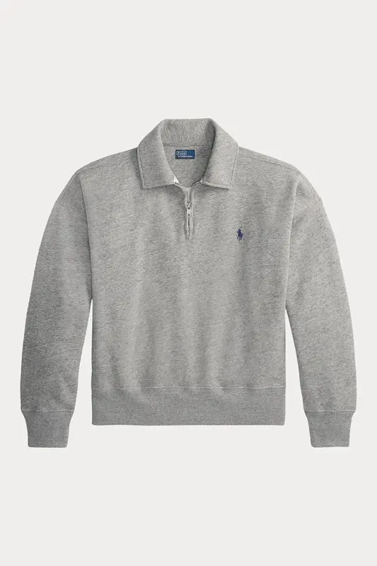 Polo Ralph Lauren Relaxed Fit Yarım Fermuarlı Şardonlu Sweatshirt