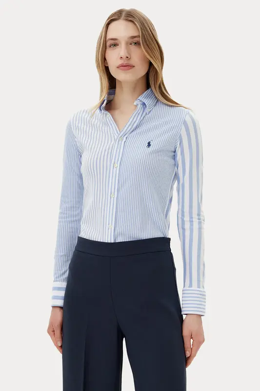 Polo Ralph Lauren Slim Fit Knit Oxford Çizgili Gömlek