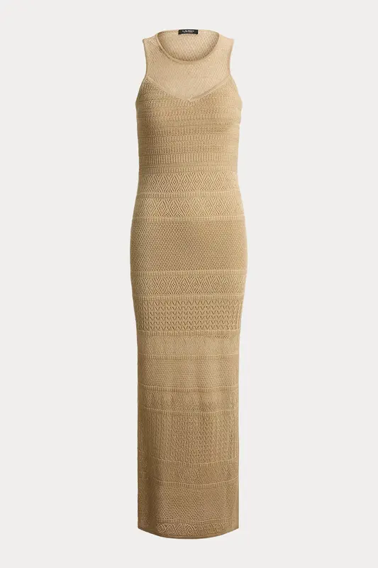 Polo Ralph Lauren Slim Fit Örgü Maxi Keten Elbise