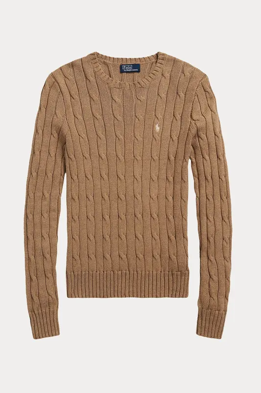 Polo Ralph Lauren Slim Fit Pima Cotton Yuvarlak Yaka Saç Örgü Triko