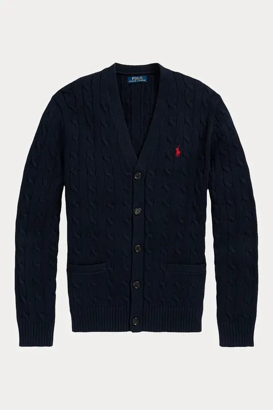 Polo Ralph Lauren V Yaka Saç Örgü Triko Ceket