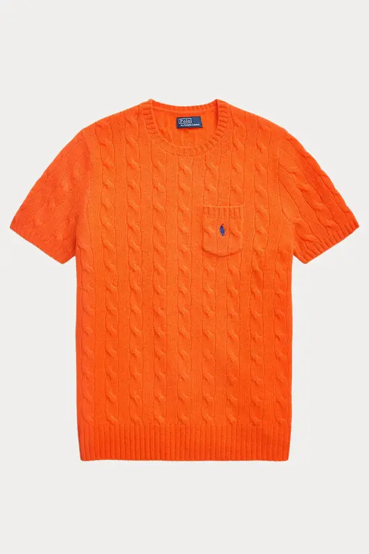 Polo Ralph Lauren Yuvarlak Yaka Kaşmir Saç Örgü Yün Triko