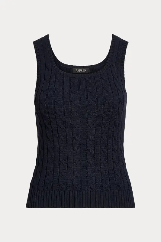 Polo Ralph Lauren Yuvarlak Yaka Saç Örgü Kolsuz Triko