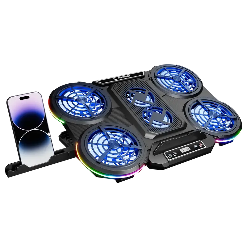 PROTE R6 - RGB 6 Fanlı Telefon Tutuculu 10-17 inç Notebook Soğutucu Stand