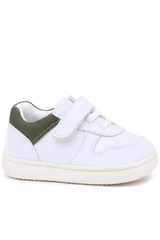 Rakerplus Bob Beyaz Nubuk Haki Hakiki Deri Bebek Sneaker Ayakkabı