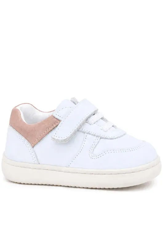 Rakerplus Bob Beyaz Nubuk Pudra Hakiki Deri Bebek Sneaker Ayakkabı