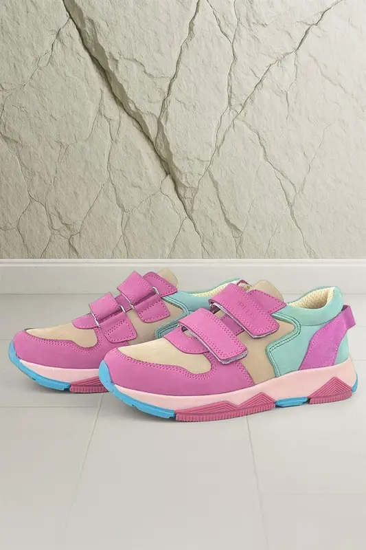Rakerplus Hakiki Deri Fuşya Pembe Çocuk Sneakers Spor Ayakkabı