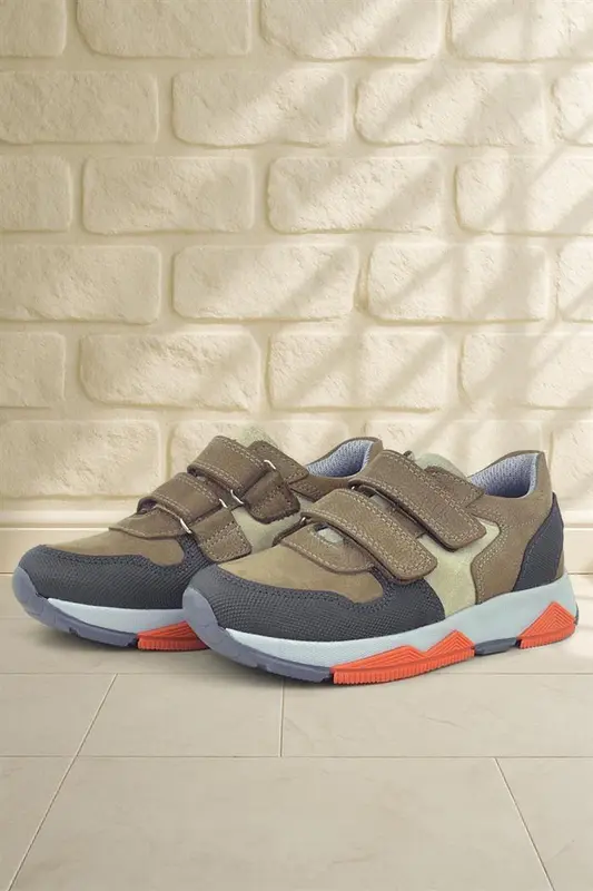 Rakerplus Hakiki Deri Kahverengi Çocuk Sneakers Spor Ayakkabı