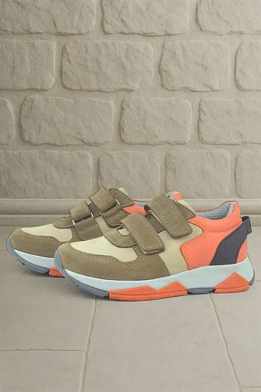 Rakerplus Hakiki Deri Kum Rengi Çocuk Sneakers Spor Ayakkabı